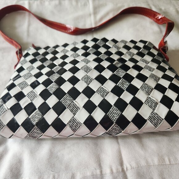 NAHUI OLLIN women's Shoulder/Handbag Patent Leather? Checked Black/White color. - Picture 1 of 9